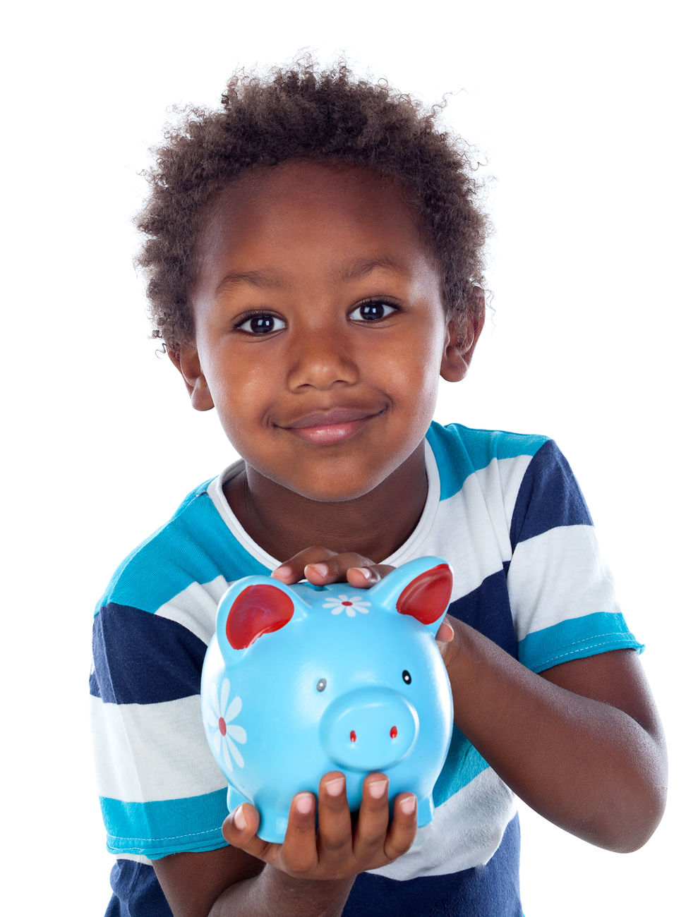 Child with blue moneybox